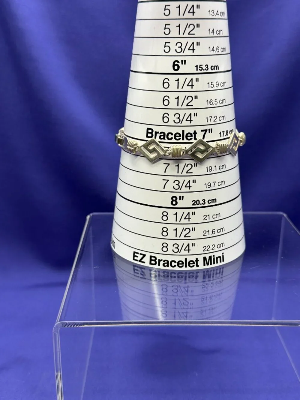 Sterling Silver Rhombus Greek Key Link Bracelet